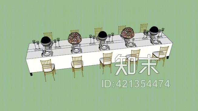 接待台矩形设置表SU模型下载【ID:421354474】