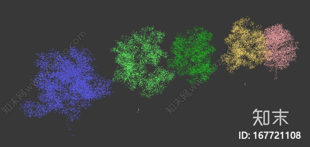 自己整理的5颗常用鸟瞰树，贴图材质都已经清理，可自己关闭打开调整材质贴图CG模型下载【ID:167721108】