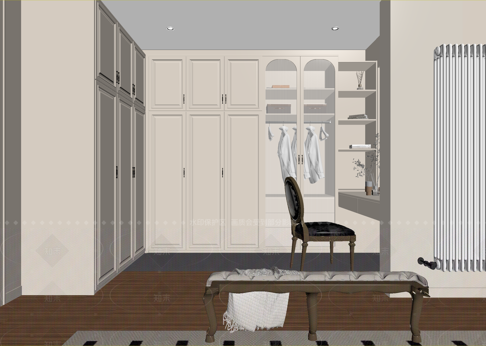 法式衣帽间3D模型下载【ID:1214979502】