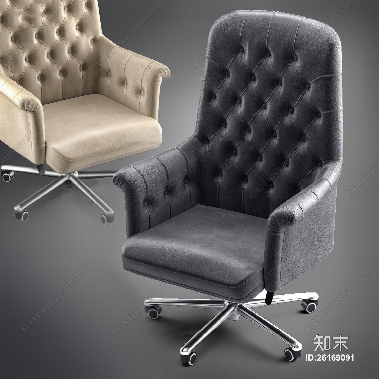 现代皮革办公椅大班椅3D模型下载【ID:26169091】