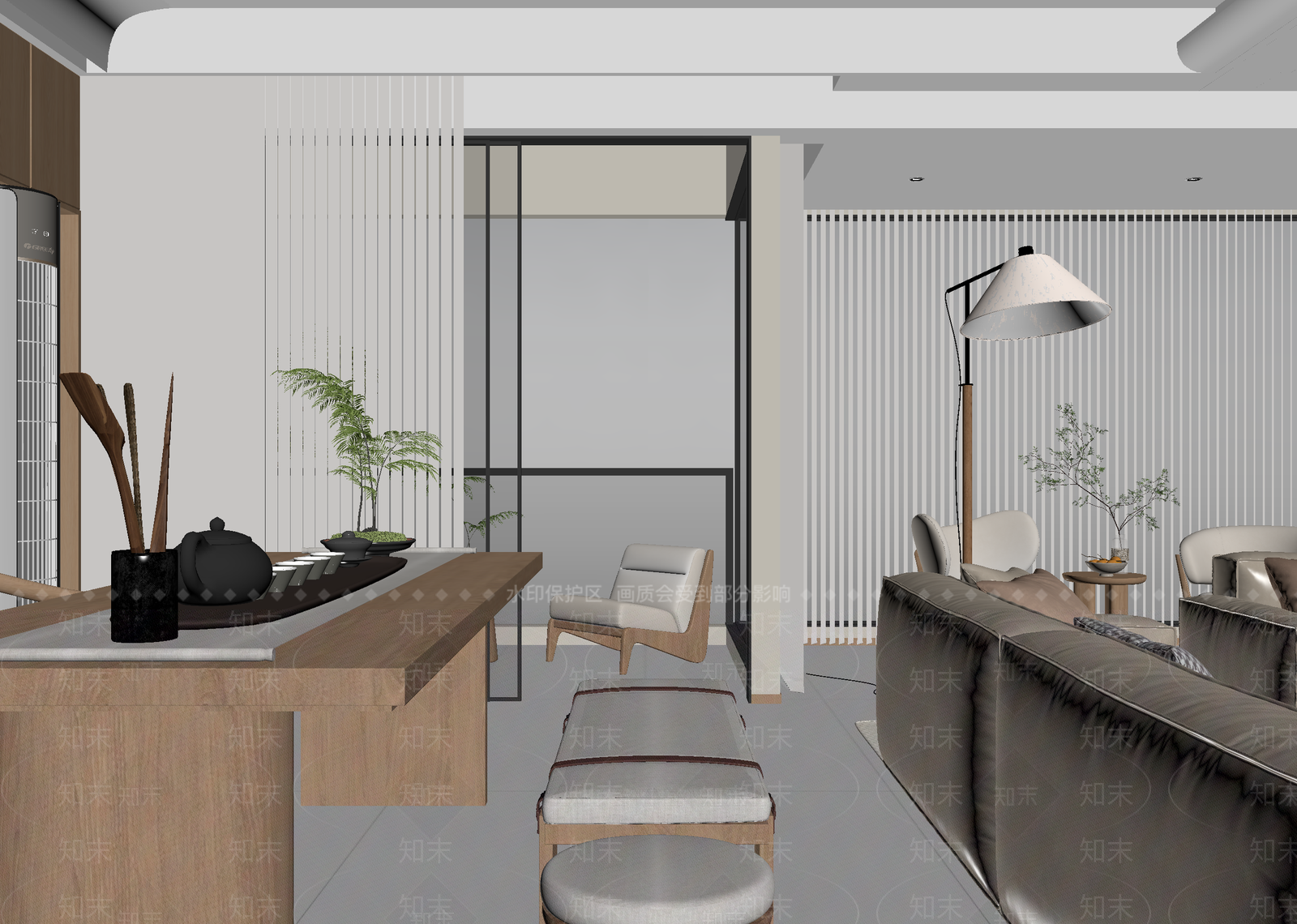 极简茶室3D模型下载【ID:1214816225】