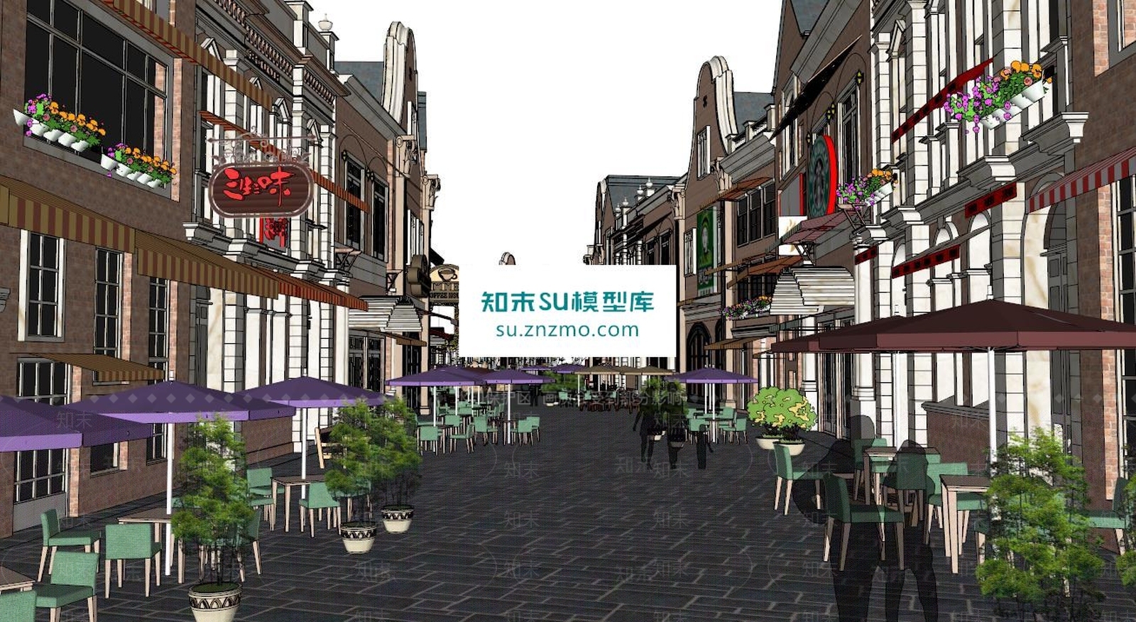 临街商铺SU模型下载【ID:163204121】