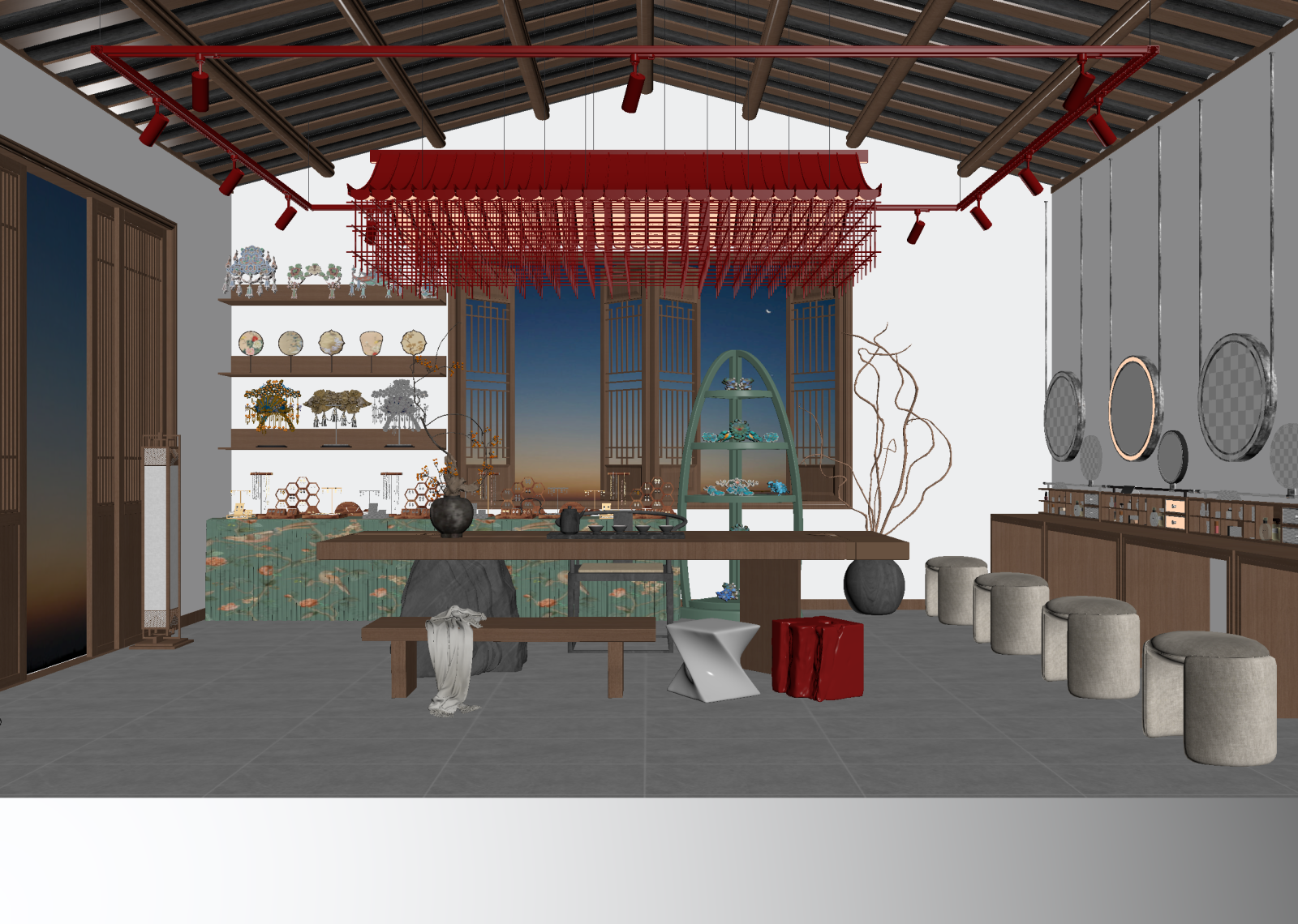 新中式茶馆3D模型下载【ID:1214803550】