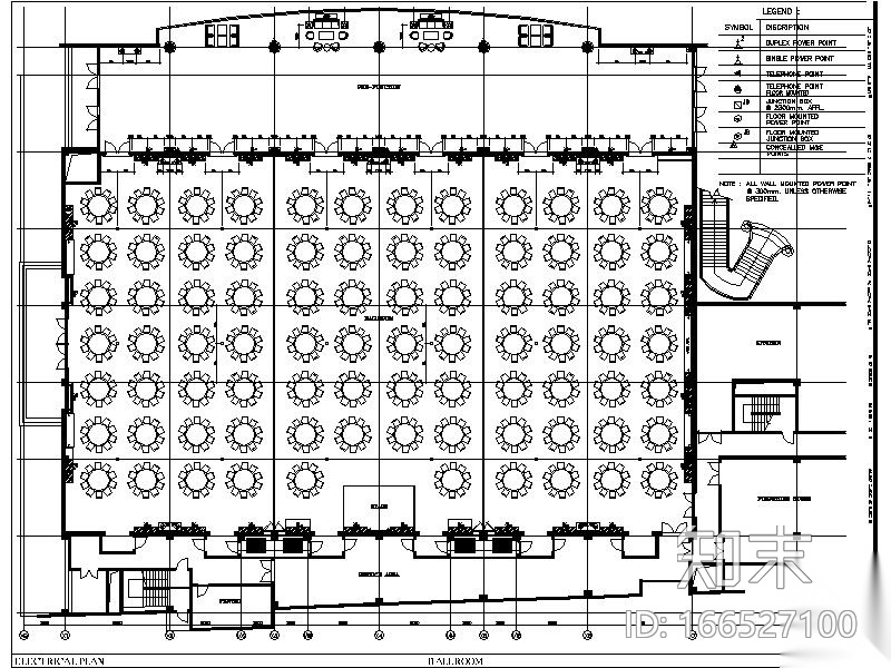 中山]新中式特色风情酒店宴会厅室内设计施工图cad施工图下载【ID:166527100】