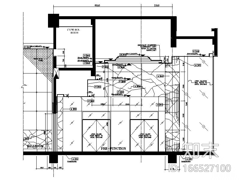 中山]新中式特色风情酒店宴会厅室内设计施工图cad施工图下载【ID:166527100】