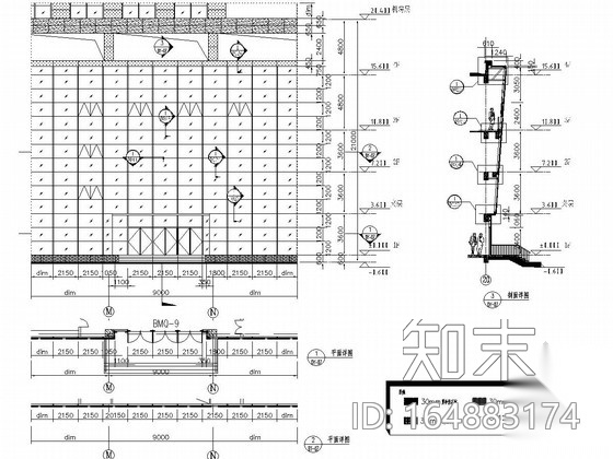 城市新区图书馆幕墙工程施工图（石材幕墙cad施工图下载【ID:164883174】