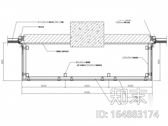 城市新区图书馆幕墙工程施工图（石材幕墙cad施工图下载【ID:164883174】