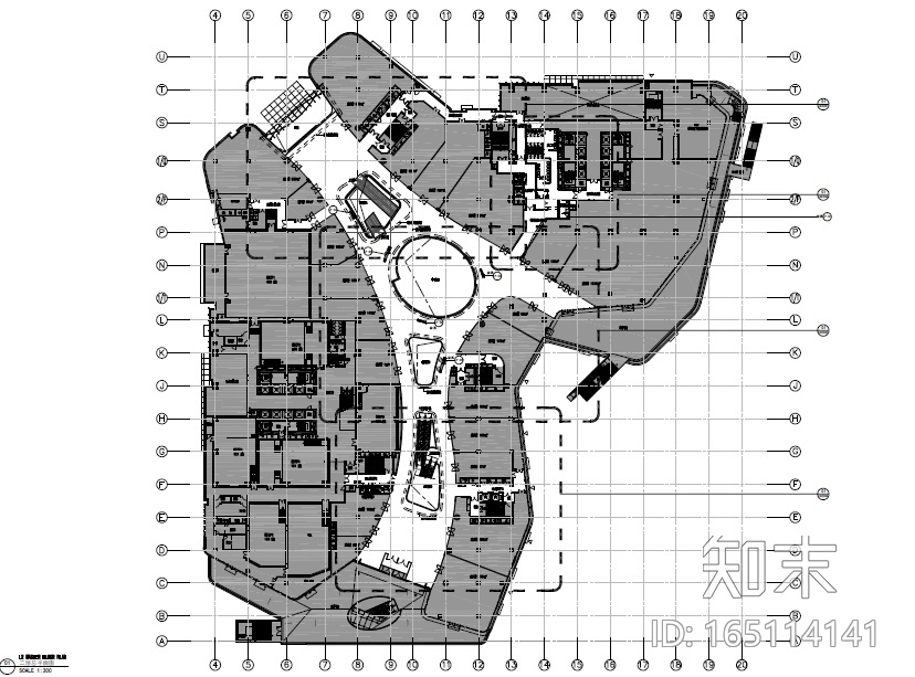 现代大型商业广场设计施工图（附效果图+材料表+灯具表+...cad施工图下载【ID:165114141】