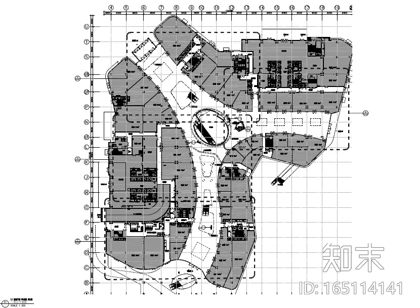 现代大型商业广场设计施工图（附效果图+材料表+灯具表+...cad施工图下载【ID:165114141】