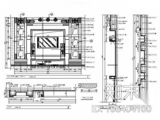 三居高档住宅A标准户型装修图施工图下载【ID:166404100】