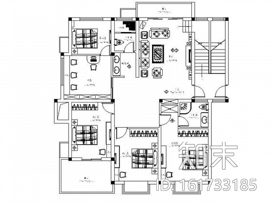 [上海]双层简欧式风格别墅住宅装修图cad施工图下载【ID:161733185】