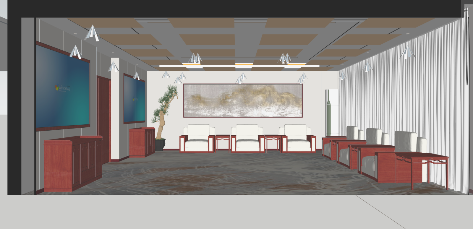 新中式会议室SU模型下载【ID:1215988429】