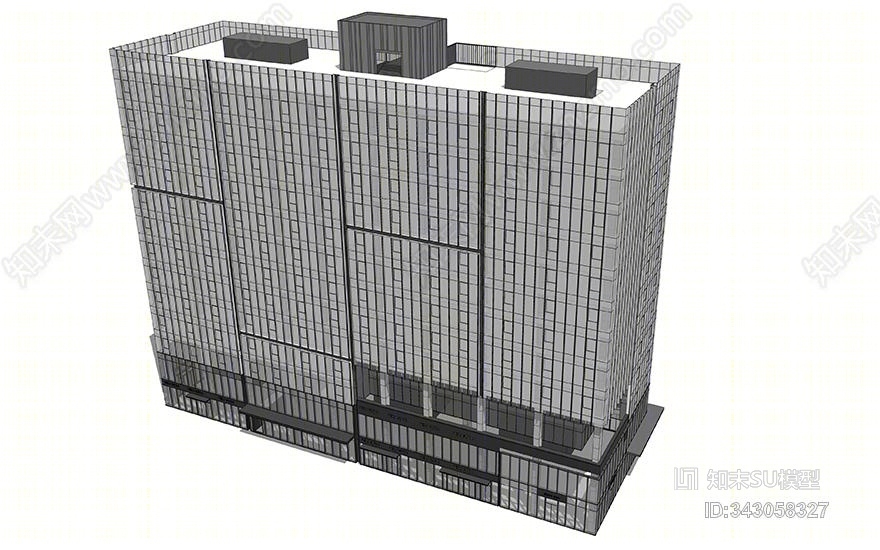 现代高层办公楼SU模型下载【ID:343058327】