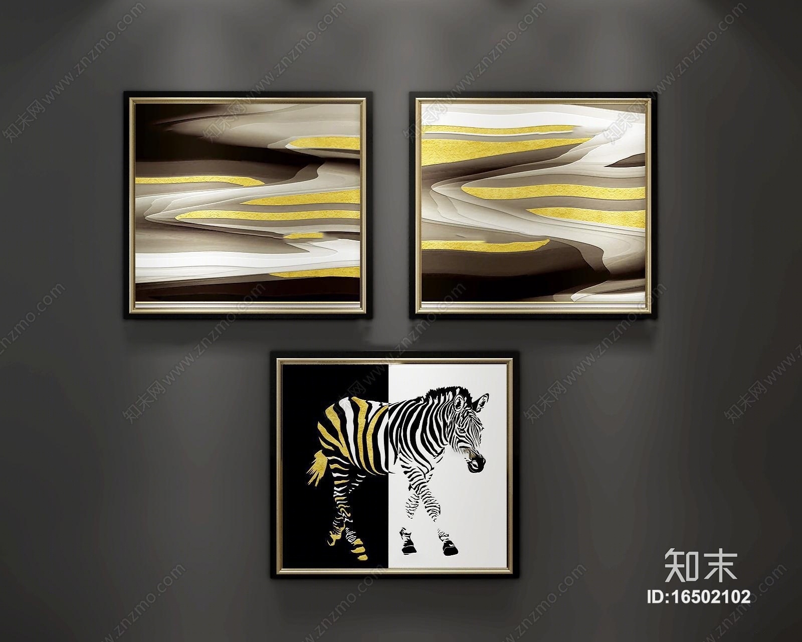 北欧装饰画组合3D模型下载【ID:16502102】