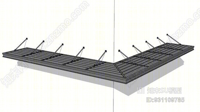百叶吊杆吊杆拐角模块SU模型下载【ID:931109785】
