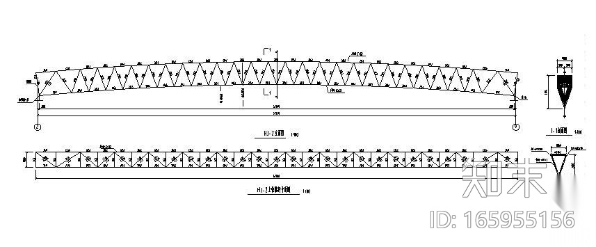 倒三角桁架结构钢屋盖结构施工图cad施工图下载【ID:165955156】