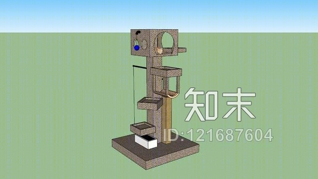 猫锻炼树和公寓SU模型下载【ID:121687604】