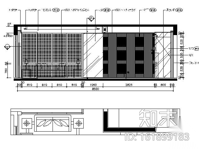 [珠海]和室禅风概念三居样板房施工图（含效果）cad施工图下载【ID:161899183】