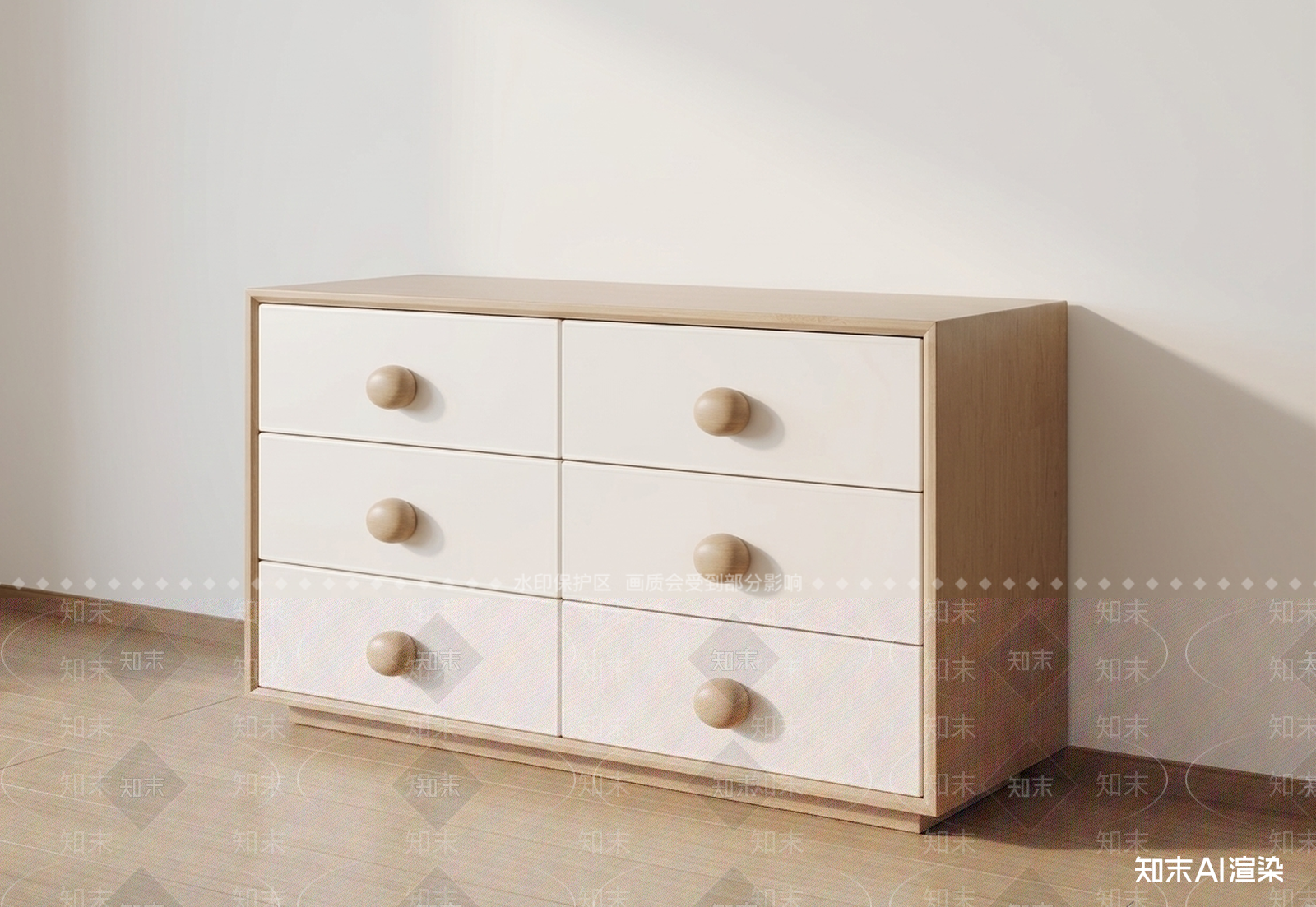 浅木色六斗柜斗柜3D模型下载【ID:1227553698】