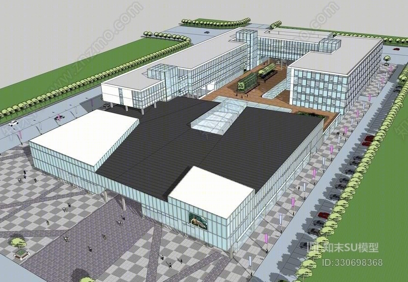 超市+办公楼SU模型下载【ID:330698368】