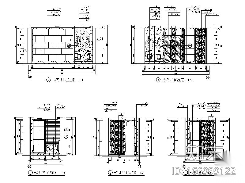 公共卫生间装修图纸cad施工图下载【ID:166999122】
