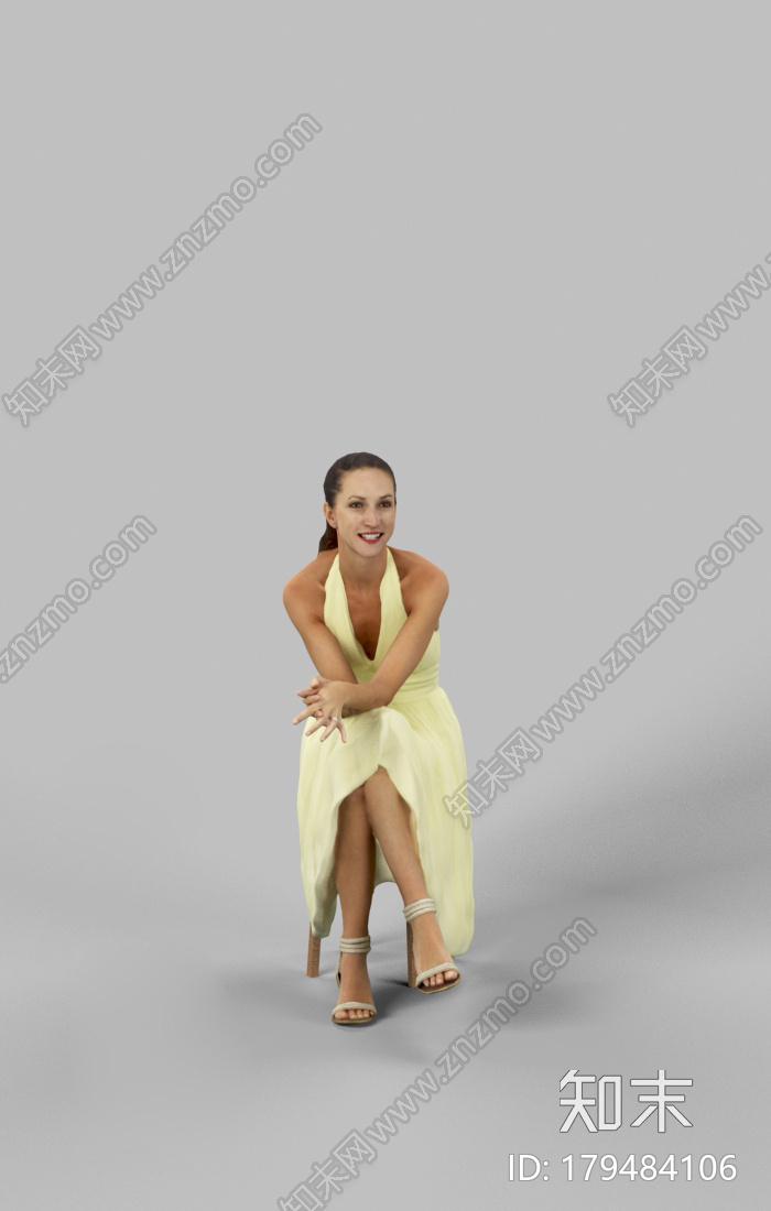 坐姿长裙女子CG模型下载【ID:179484106】