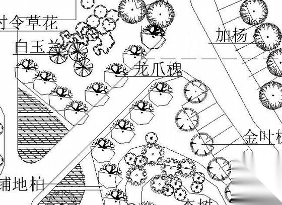 某小区景观绿化配置总平面图施工图下载【ID:161103106】