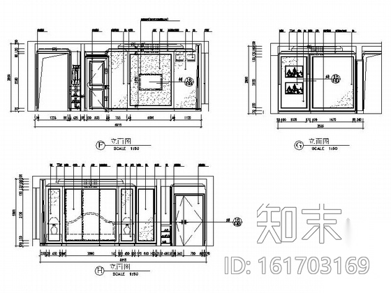 [大连]商住两用公寓区现代三居室装修施工图（含效果）cad施工图下载【ID:161703169】