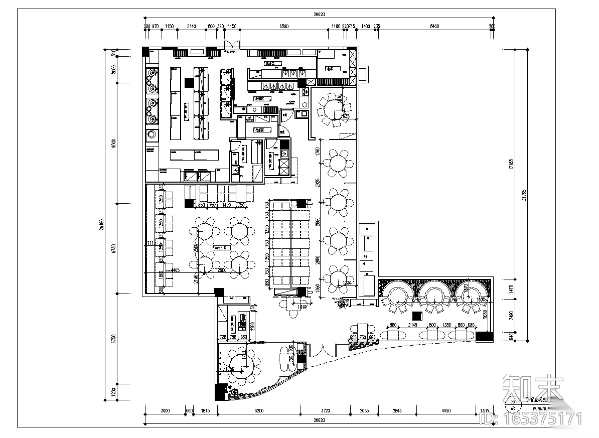 鑫客家万达店经典客家菜馆室内设计施工图（附效果图）cad施工图下载【ID:165375171】