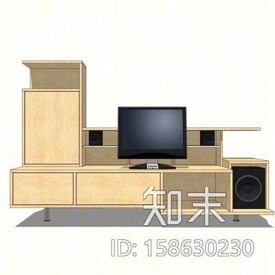现代实木电视柜SU模型下载【ID:158630230】