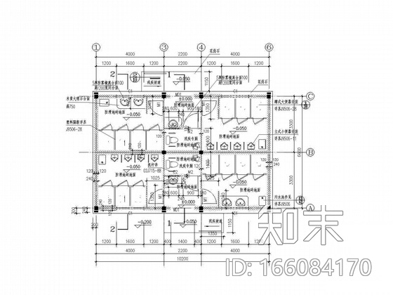 某仿古风公共卫生间厕所建筑cad施工图下载【ID:166084170】