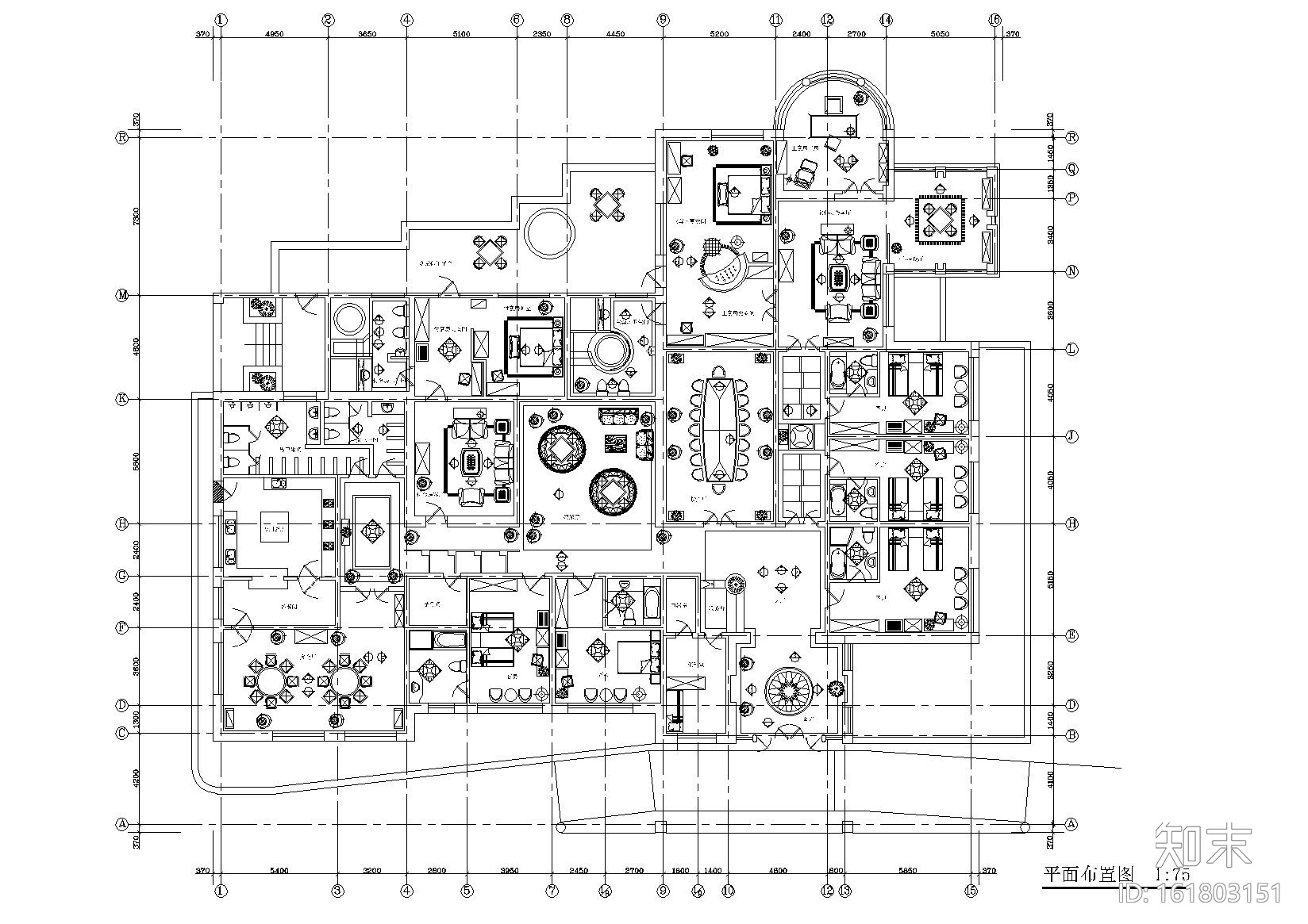 某酒店室内装饰设计项目施工图cad施工图下载【ID:161803151】