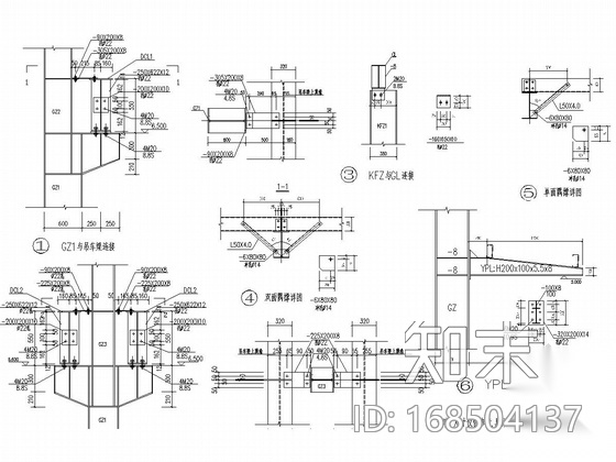 24米跨排架钢结构厂房结构施工图（5吨行车）cad施工图下载【ID:168504137】
