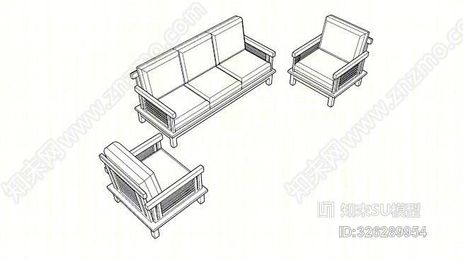 沙发围栏SU模型下载【ID:326289954】