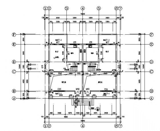 双拼别墅建筑施工图cad施工图下载【ID:149924121】