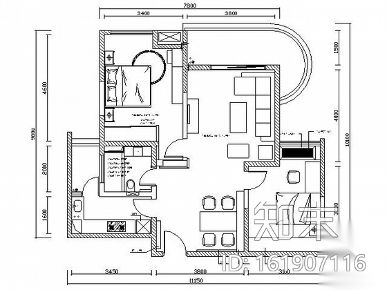 现代风情两居装修图（含实景）cad施工图下载【ID:161907116】