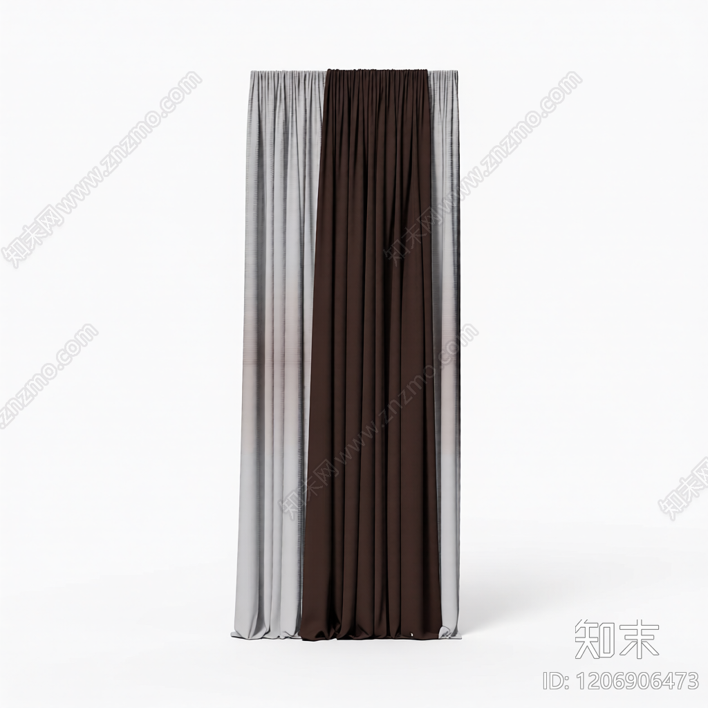 双色布艺窗帘组件3D模型下载【ID:1206906473】