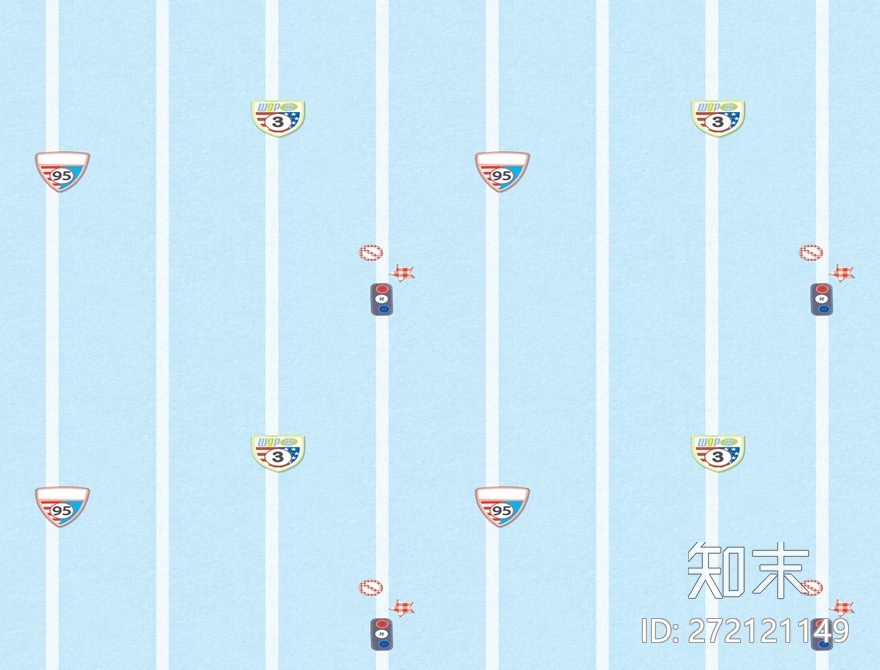 蓝色儿童房壁纸贴图下载【ID:272121149】