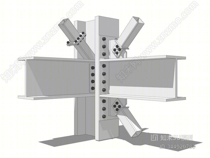 钢结构连接SU模型下载【ID:344920783】