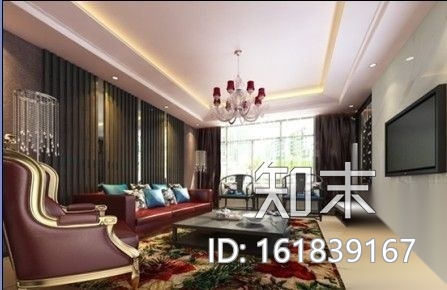 西海岸三室两厅家装设计施工图（含效果图）cad施工图下载【ID:161839167】