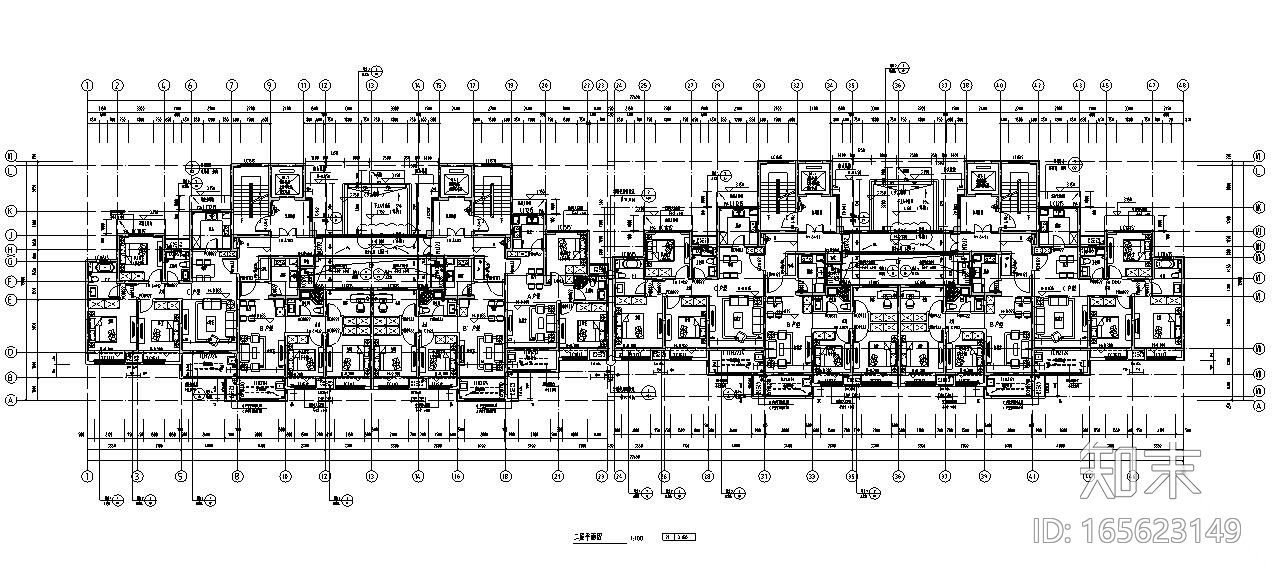 现代风格安置房住宅建筑施工图（9栋）cad施工图下载【ID:165623149】