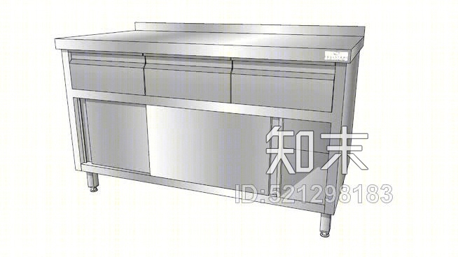 橱柜滑动门工作台；抽屉/ASBB/不锈钢SU模型下载【ID:521298183】