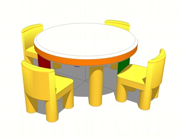 儿童桌椅SU模型下载【ID:720570670】