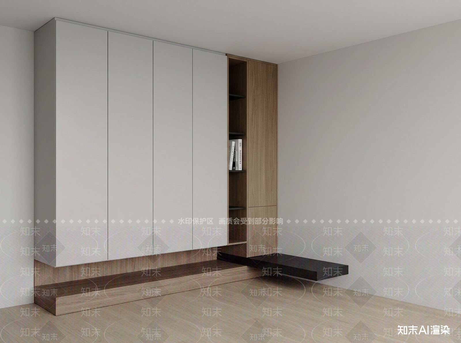 大型储物柜体书房3D模型下载【ID:1227258291】