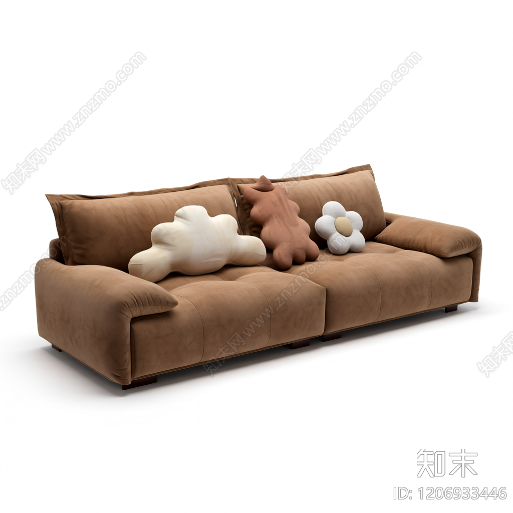 布艺沙发带抱枕3D模型下载【ID:1206933446】