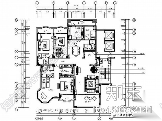 [广州]豪华欧式四室两厅样板房施工图施工图下载【ID:180832141】