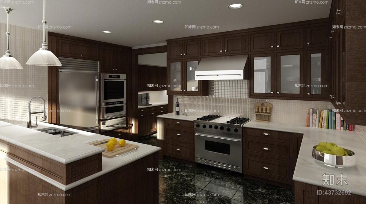 后现代家居封闭厨房3D模型下载【ID:43732692】