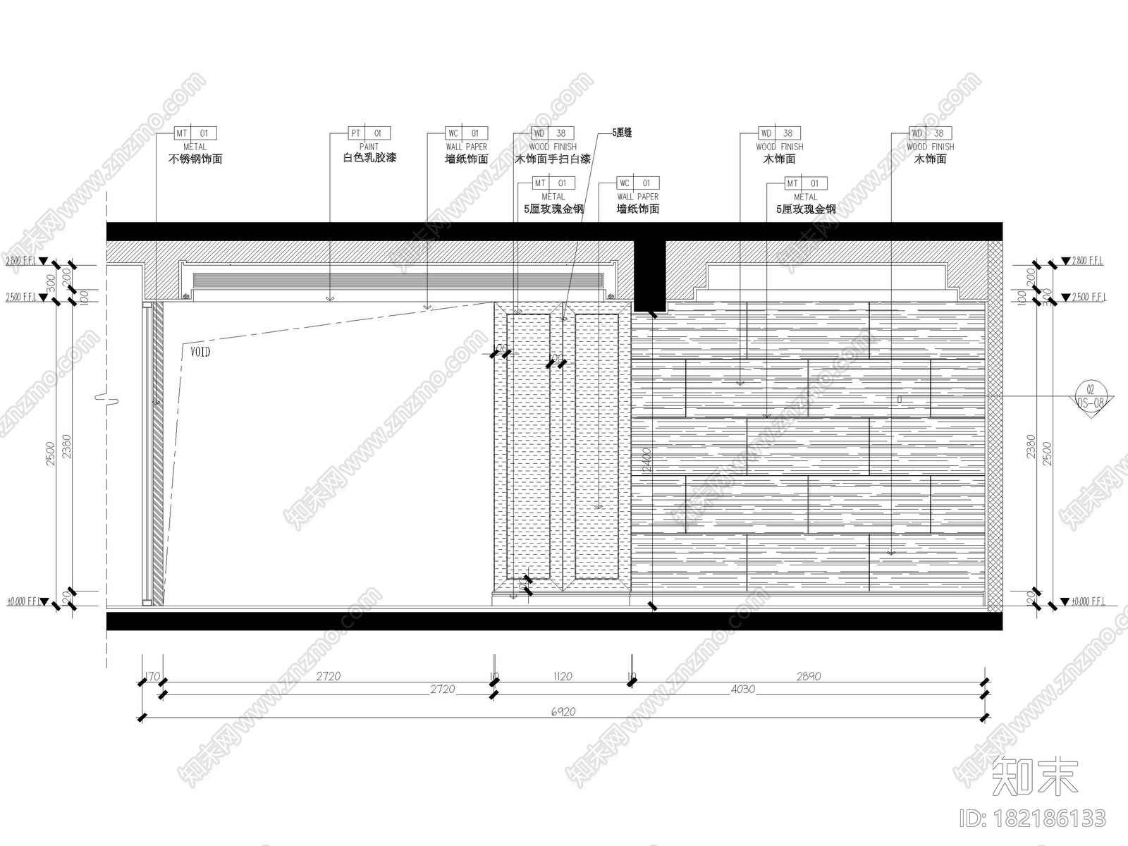 [安徽]棠樾现代三层别墅室内装修设计施工图施工图下载【ID:182186133】