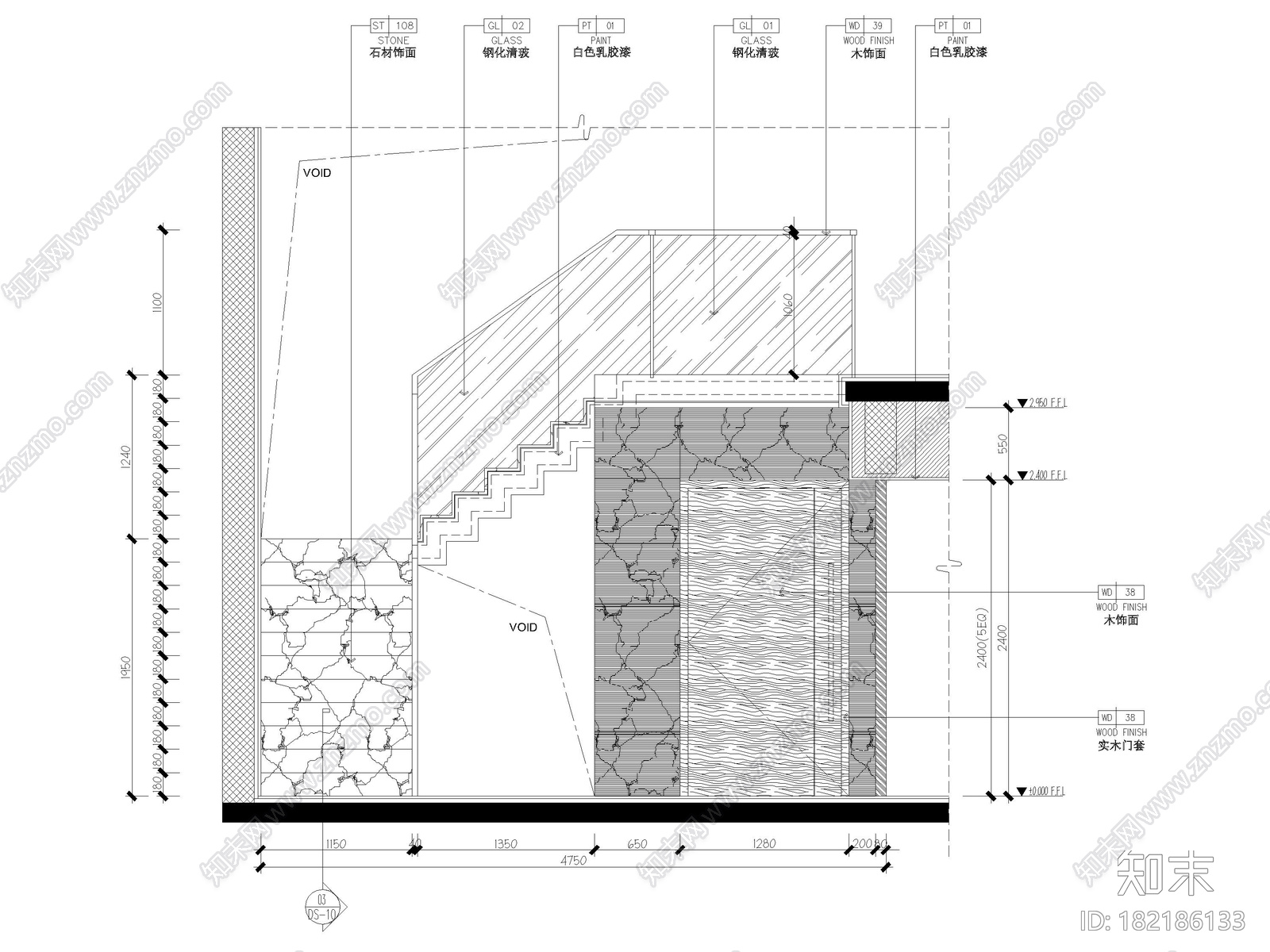 [安徽]棠樾现代三层别墅室内装修设计施工图施工图下载【ID:182186133】