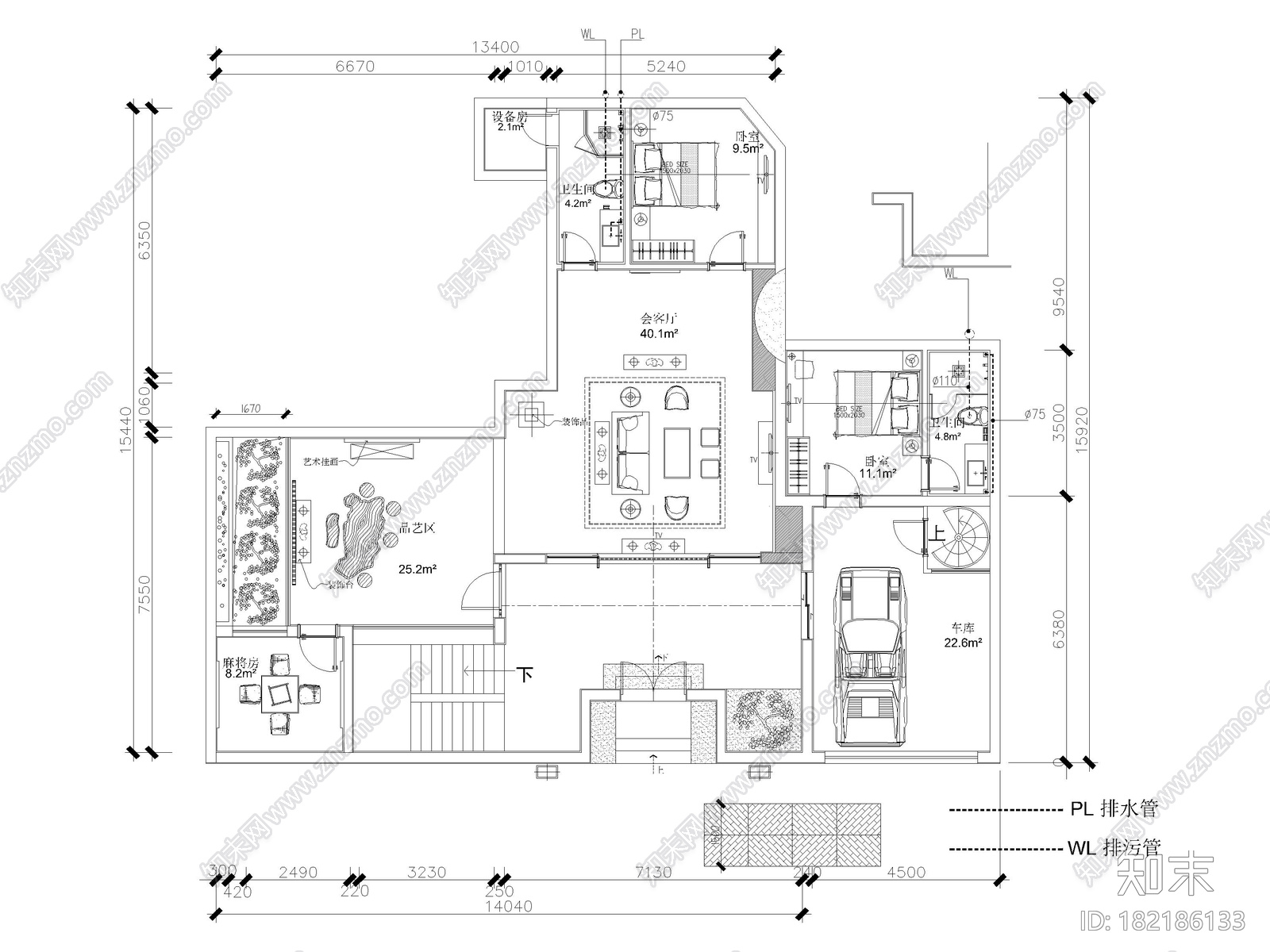 [安徽]棠樾现代三层别墅室内装修设计施工图施工图下载【ID:182186133】